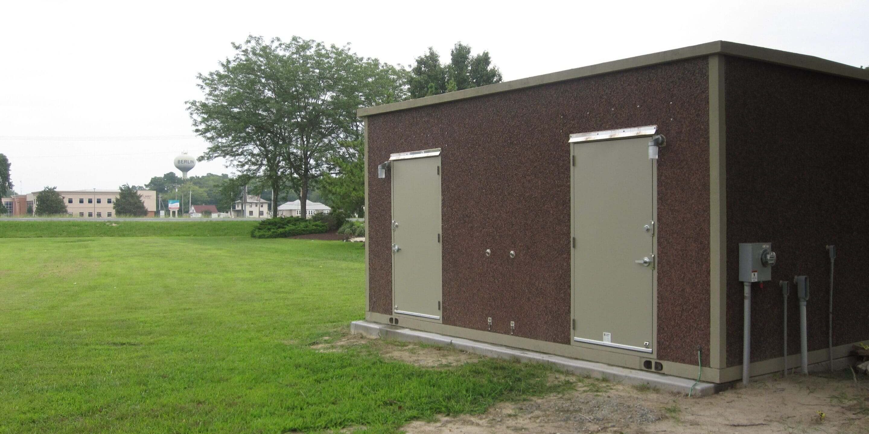 Utility building with two doors.